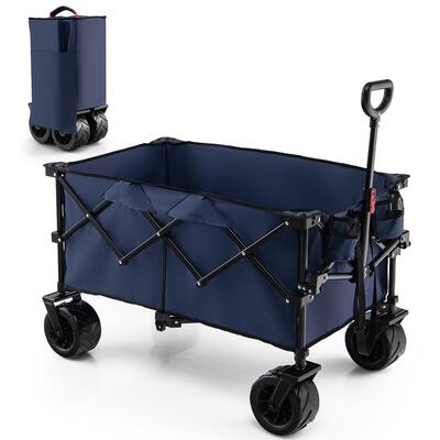 Folding Collapsible Wagon Utility Cart w/ Wheels Adjustable Handle