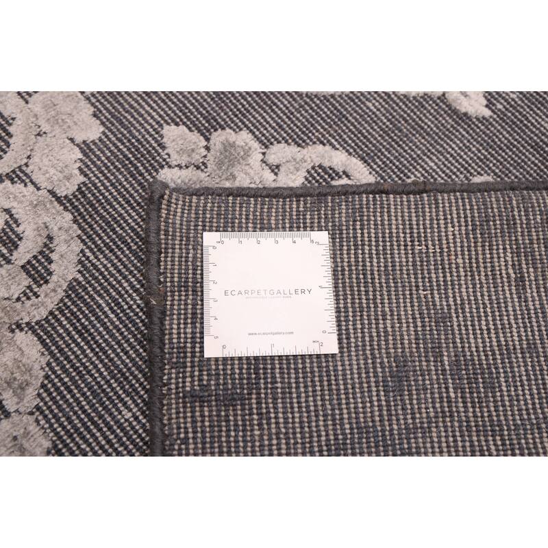 ECARPETGALLERY Hand Loomed Elysian Grey Viscose, Wool Rug - 9'9 x 11'3