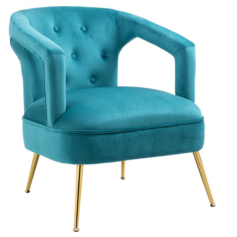 Velvet Upholstered Tufted Livng Room Leisure Chair With Golden feet