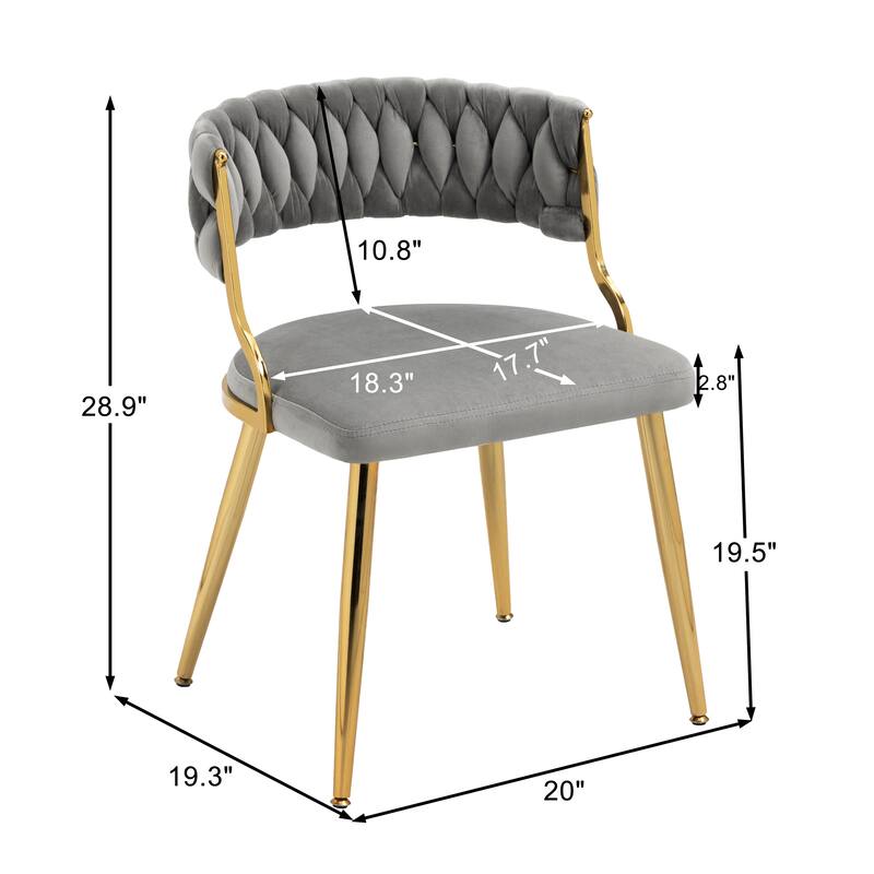 Modern Velvet Dining Chairs Set of 2 - Grey 2Set