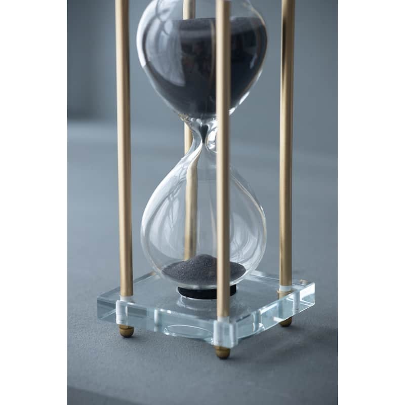 3x3x10" Black Hourglass, Framed with Crystal Stand, 30min
