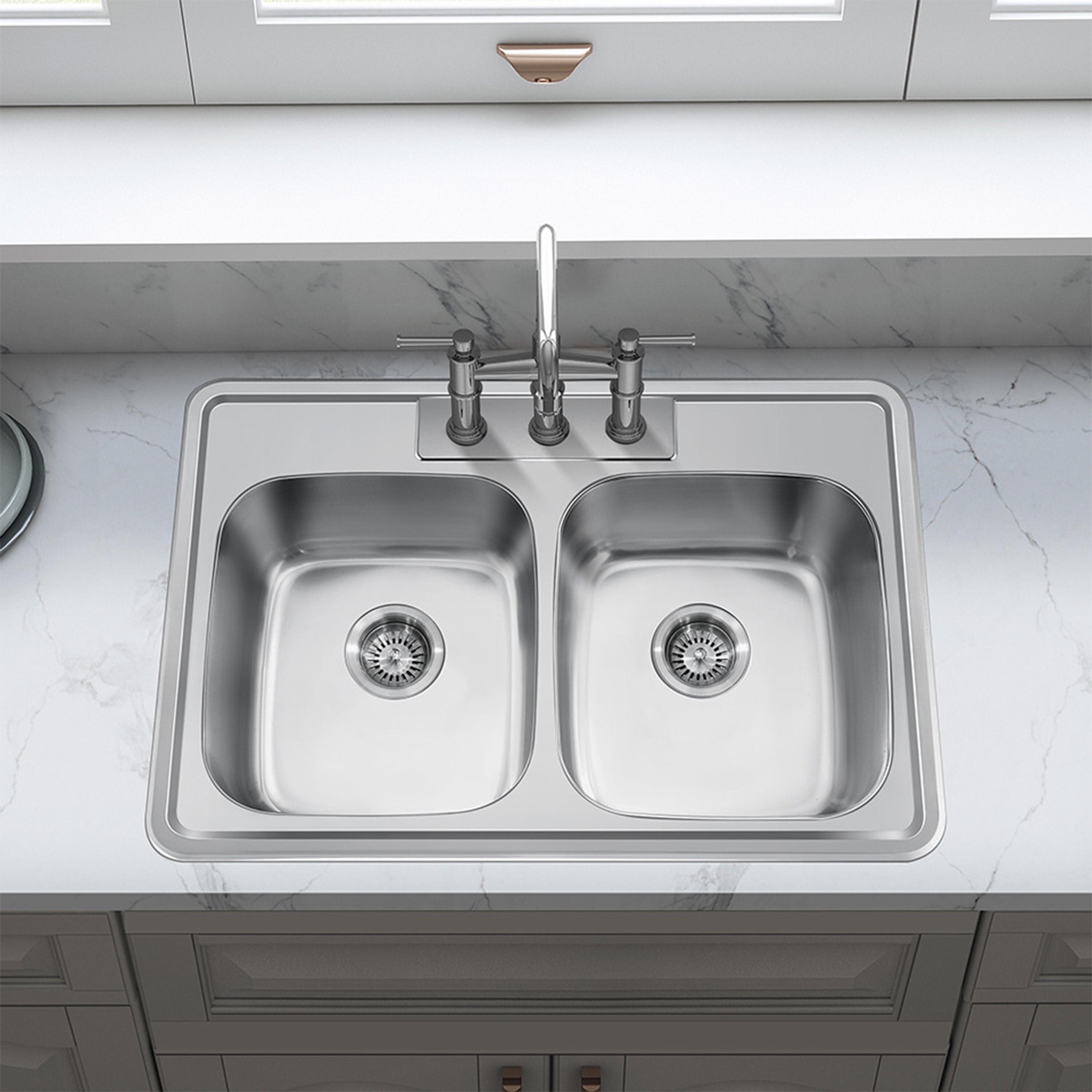 買得 22'' x 33'' PRO Sink,Top Kitchen Bowl Double in Drop Classic キッチン収納・ラック