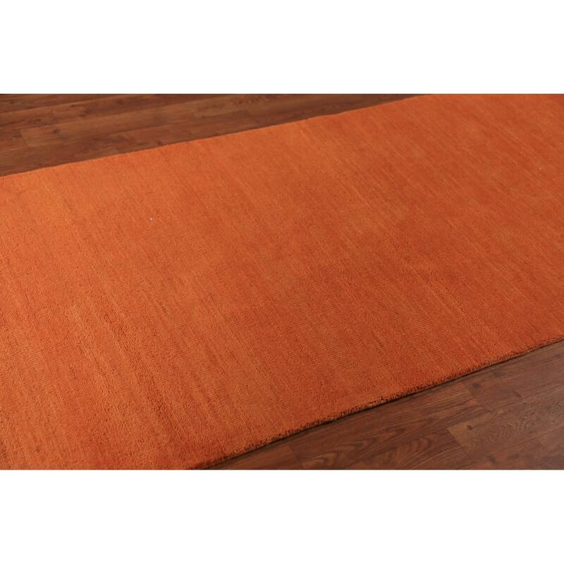 Orange Gabbeh Oriental Runner Rug Hand-Knotted Wool Carpet - 3'0" x 9'10"