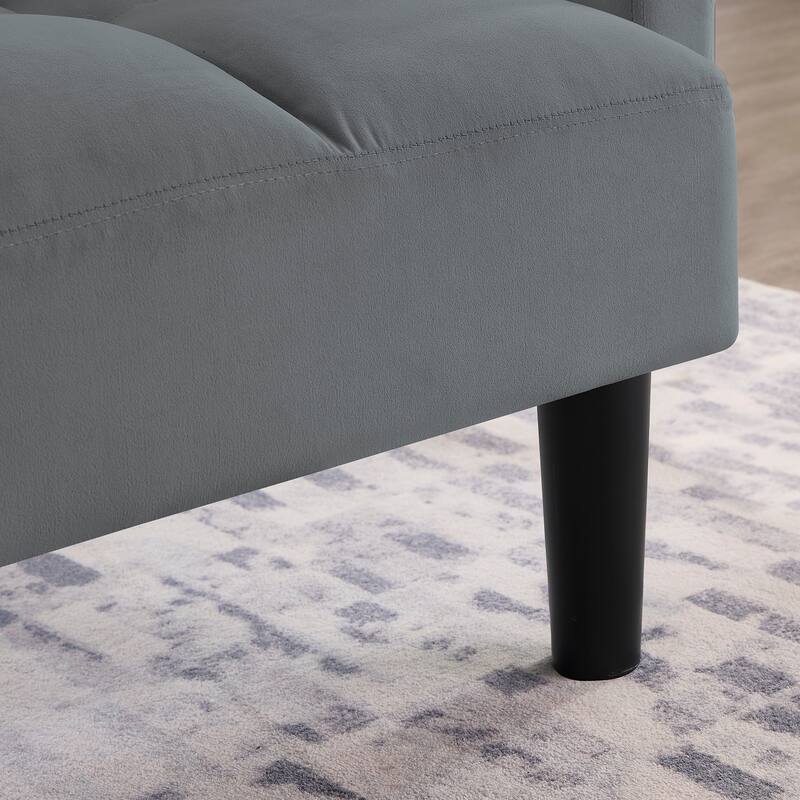 Roomfitters Velvet Futon Couch Convertible Folding Sofa Bed Tufted Couch for Apartment