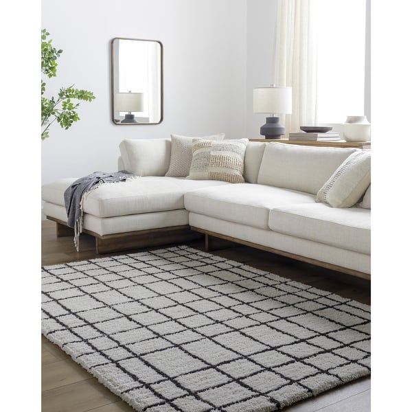 slide 2 of 7, Erik Transitional Plaid Area Rug White/Black - 2' x 3'