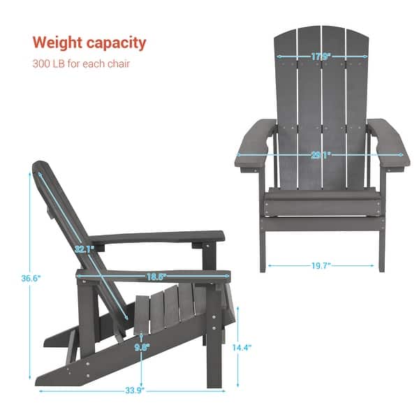dimension image slide 2 of 18, BONOSUKI Patio Adirondack Chair w/Cupholder,Weather Resistant-Set of 4