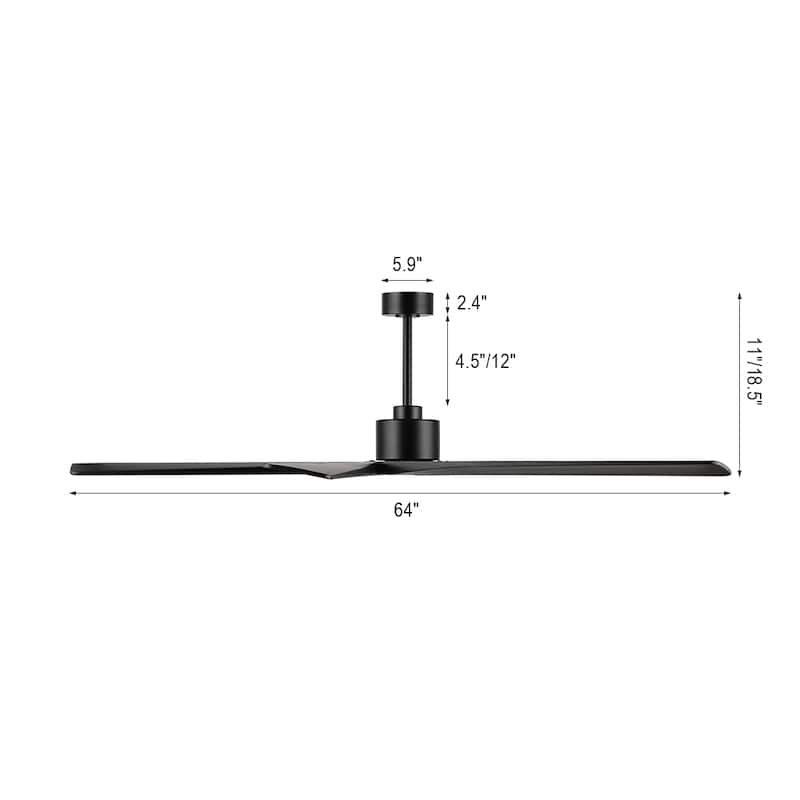 WINGBO 64 Inch DC Motor Indoor Ceiling Fan without Lights - N/A