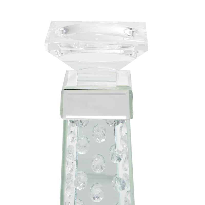 Glass Mirrored Candle Holder - Silver - Roche River Decor