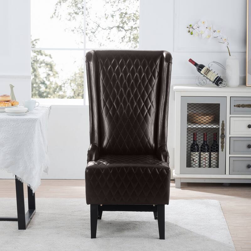 23" Wide Faux Leather High-Back Accent Chair Living Room Chair with Soft Padded Seat, Wooden Legs, Stylish Wingback Chair