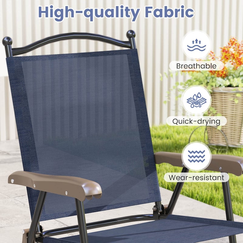 Costway Set of 2 Patio Folding Sling Back Chairs Camping Deck Garden - Set of 2