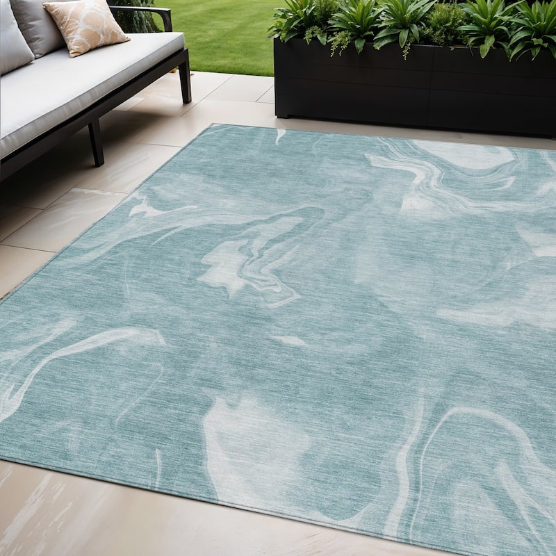HomeRoots Abstract Transitional Rectangle Outdoor Rug - 9' X 12'