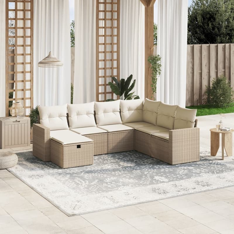 vidaXL Garden Sofa Set - Beige and cream 7 Piece