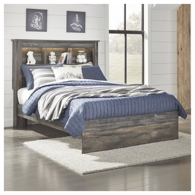 Drystan Rustic Brown Bookcase Bed - Full