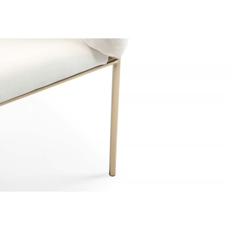 Modern Velvet Upholstered Arm Dining Chair with Brass Metal Legs and Solid Back for Living Room or Office - 32”H x 26”W x 23”D
