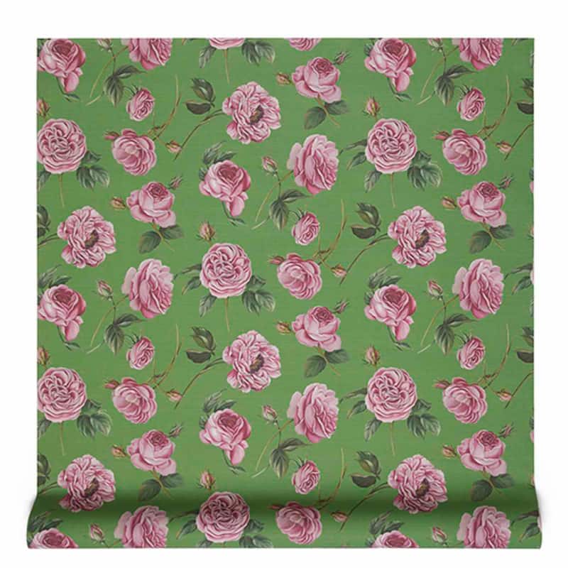 Gucci English Rose Printed Wallpaper - Green