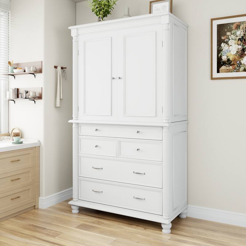 Freestanding Large Kitchen Pantry - White