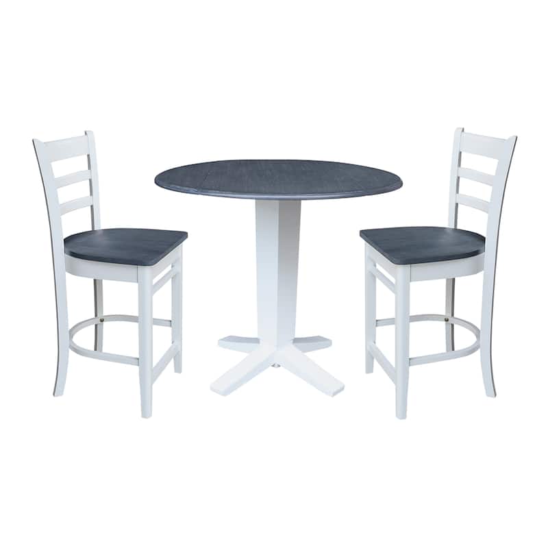 42" Round Drop Leaf Table with Stools - 3-Piece