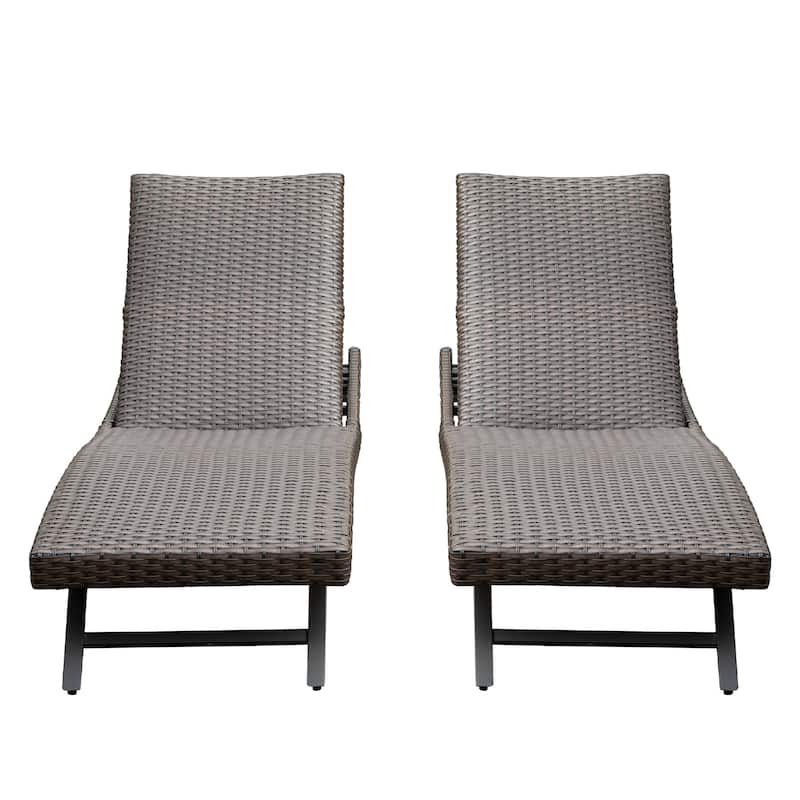 2-Piece Aluminum Wicker Outdoor Chaise Lounge - Brown