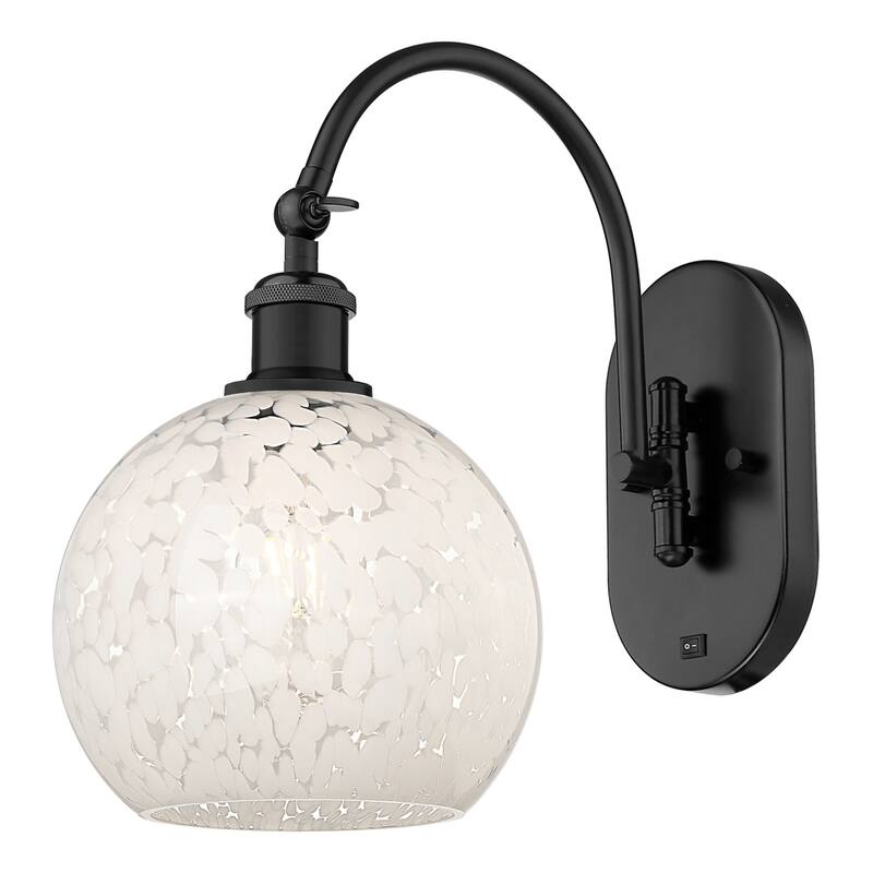 Innovations Lighting 518-1W-14-8-White Mouchette-Indoor Wall Sconce - Matte Black / White Mouchette