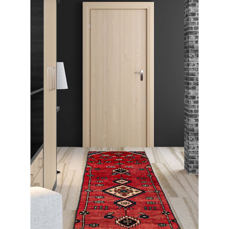 ECARPETGALLERY Hand-knotted Andelz Red Wool Rug - 2'2 x 9'7