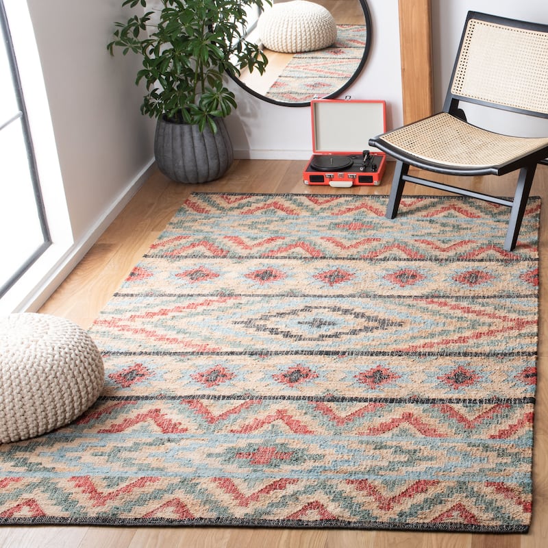 SAFAVIEH Flatweave Kilim Roser Jute Rug - 4' x 6' - Natural/Red