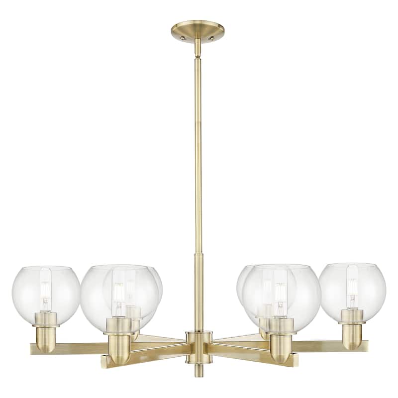 Innovations Lighting Endless Possibilities Arcadia - Athens - 6 Light 36" Stem Hung Chandelier - Antique Brass/Clear