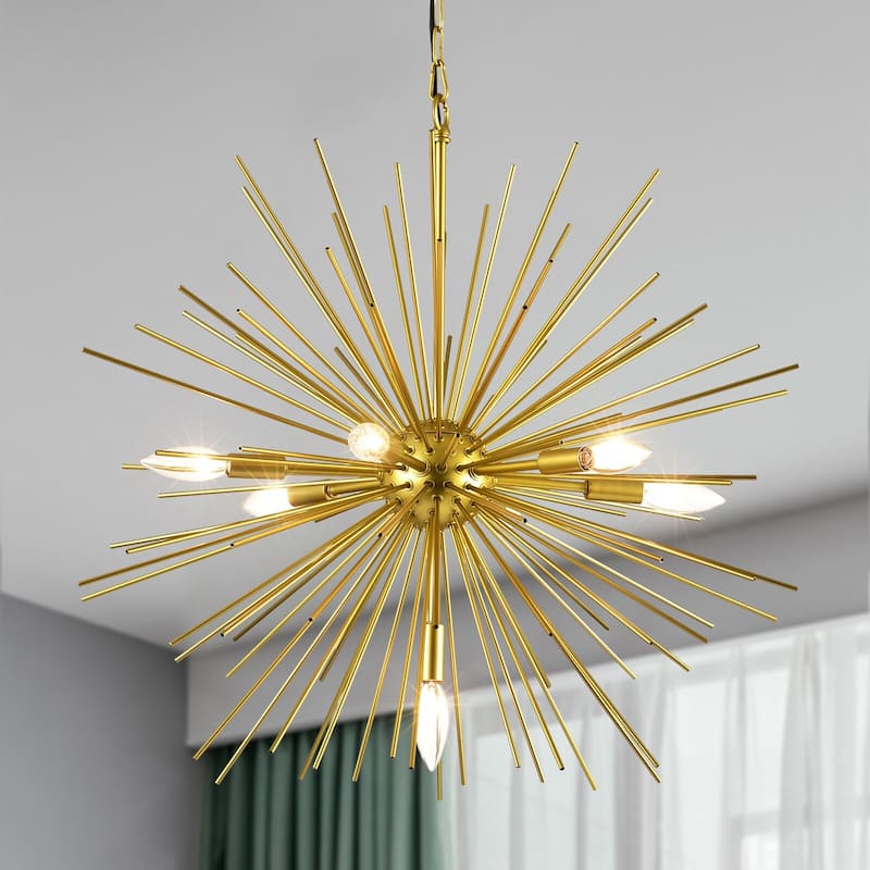 Maxax 7-Light Sputnik Sphere Chandelier with Wrought Iron Accents - Gold.