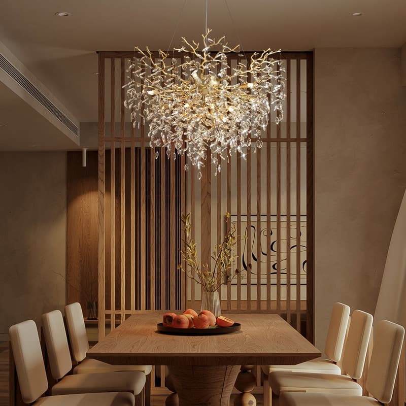 Modern Round Branch Crystal Chandelier, 600-1200mm Diameter, Marquise Cut Crystal Pendant Light