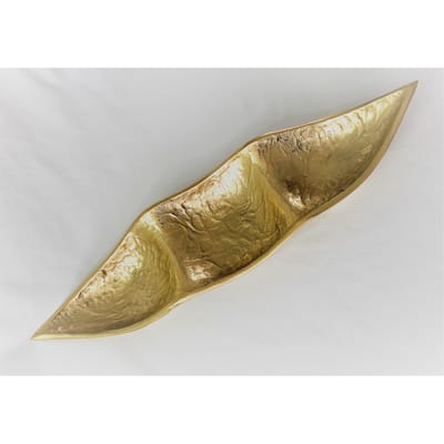 Triple section boat shape Gold colour nuts tray