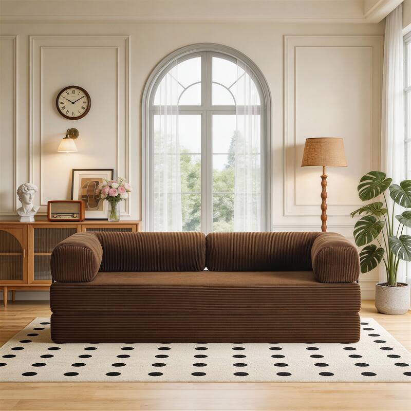 Oversized Corduroy Convertible Floor Sofa Bed Sleeper Couch
