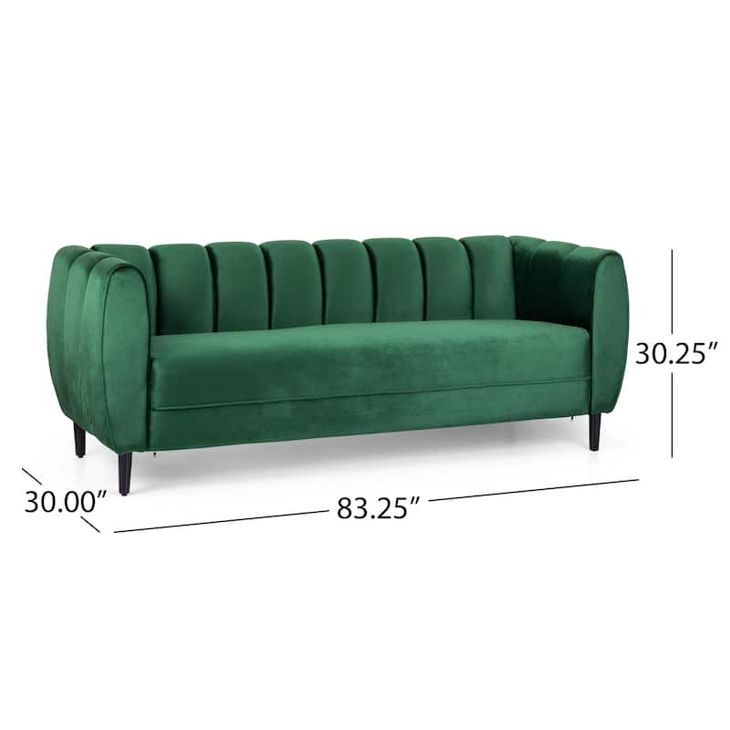 Modern Velvet 3-Seater Sofa with Roud Arms