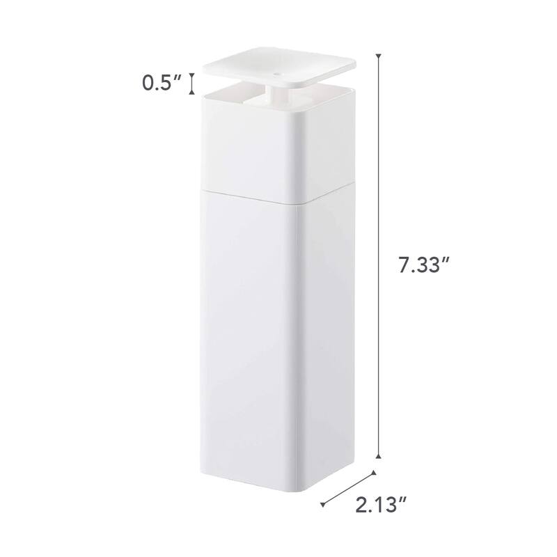 Yamazaki Home Push Soap Dispenser, ABS Plastic, 8.5 fluid oz., 250 milliliters - L 2.17 x W 2.17 x H 7.28 inches