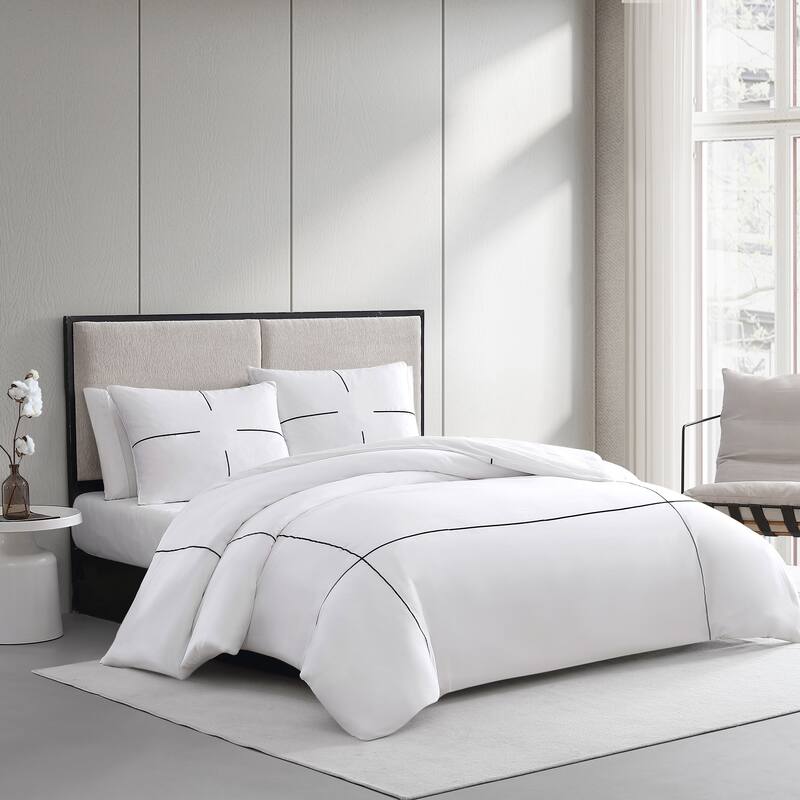Vera Wang Zig Zag White Cotton Comforter Set Bed Bath & Beyond 28442154