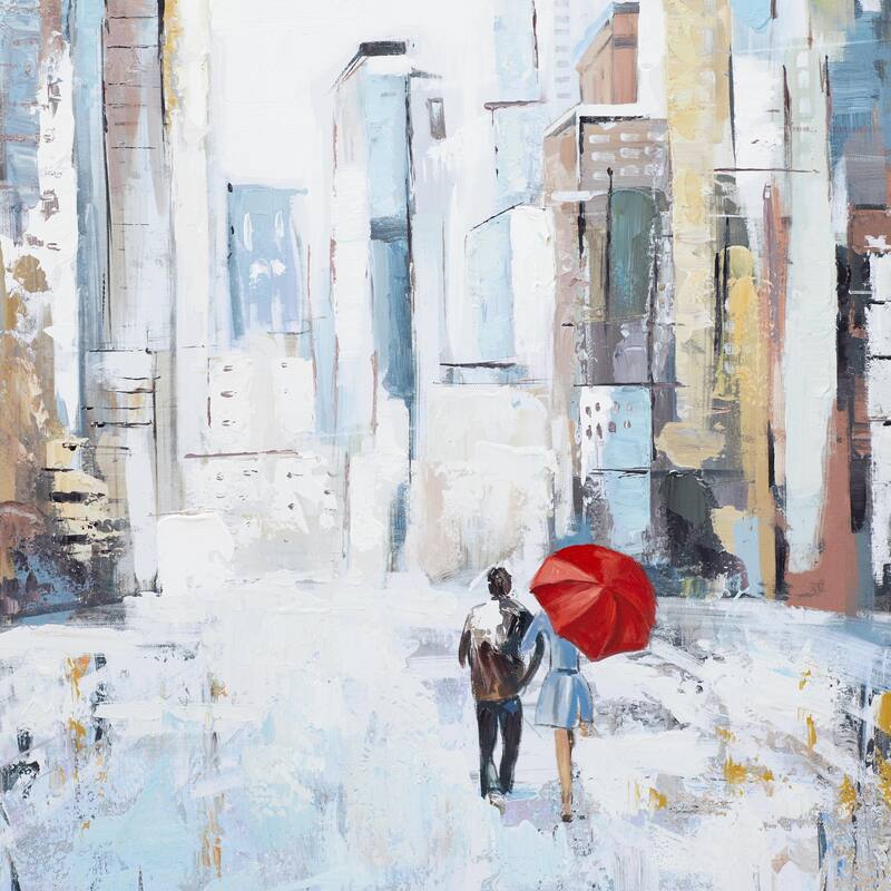 Canvas City Living Room Framed Wall Art with Silver Frame - Multi Colored - Roche River Decor