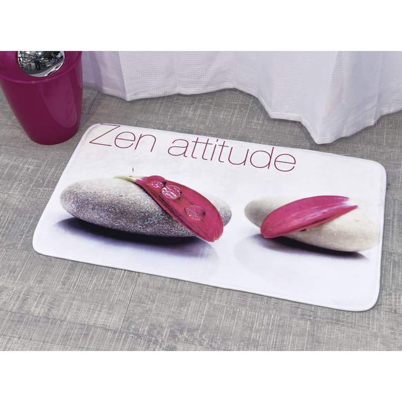 Bathroom Rug Memory Foam Mat Zen Attitude Print Pink 36"L x 24"W