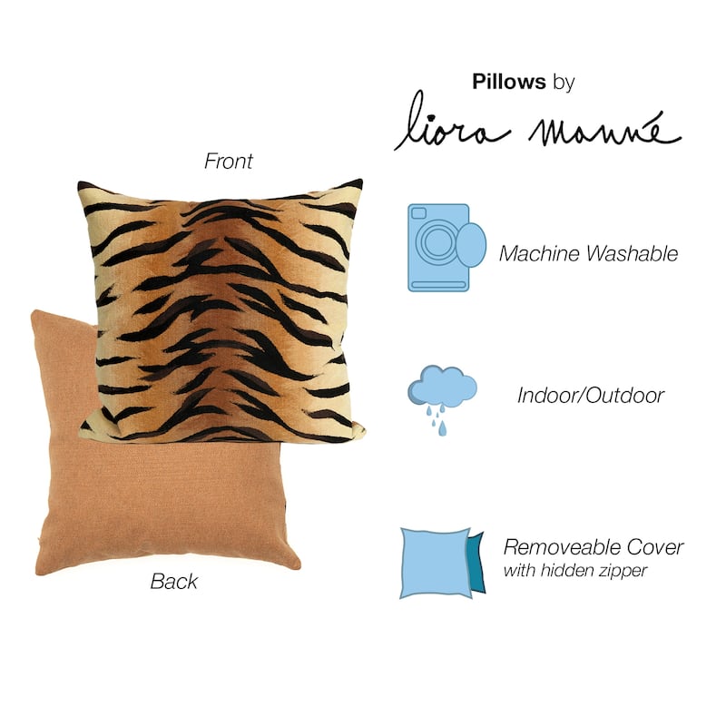 Liora Manne Visions I Tiger Indoor/Outdoor Pillow Brown 12"X20"