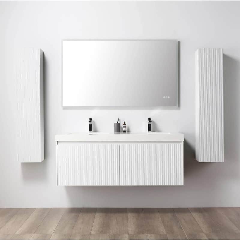 Blossom Positano 60" Floating Double Sink Vanity with Side Cabinets