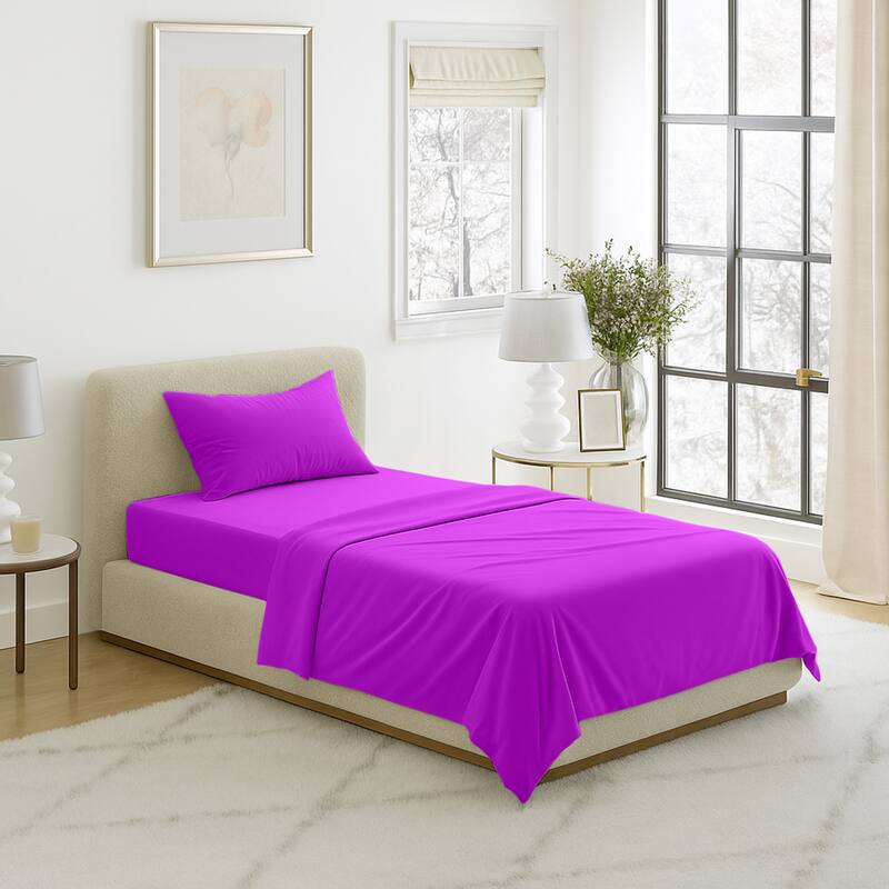 3-Piece Brushed Microfiber Twin Sheet Set by Windsor Home (Purple)