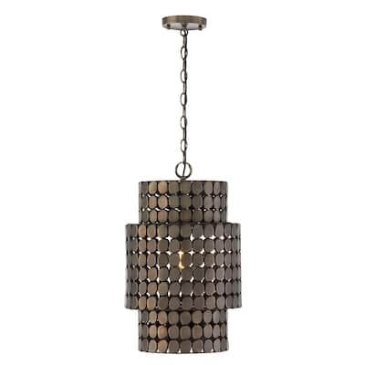 13" W x 21" H 1-Light Medallion Cylindrical Pendant - 13"W x 21.25"H