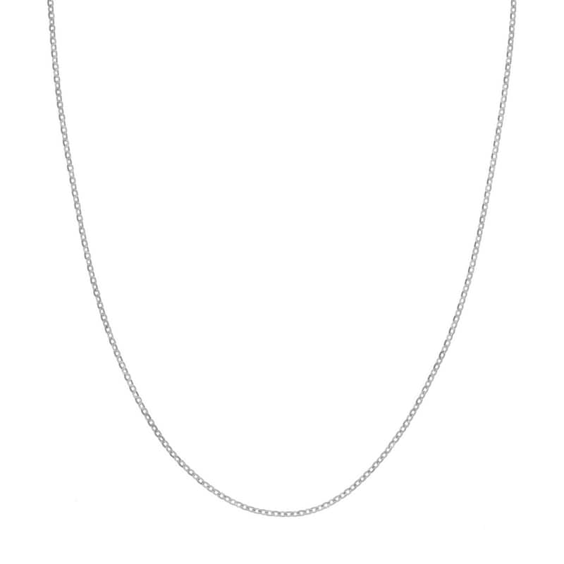 Curata 14k White Gold 2mm Crystal Diamond Cut Cable Chain Necklace (Lobster)