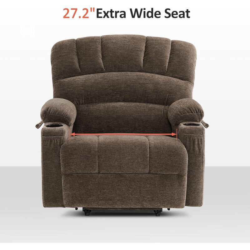 MCombo Recliner Chair Sofa with Massage and Heat, Fabric R7096 (Medium-Wide)