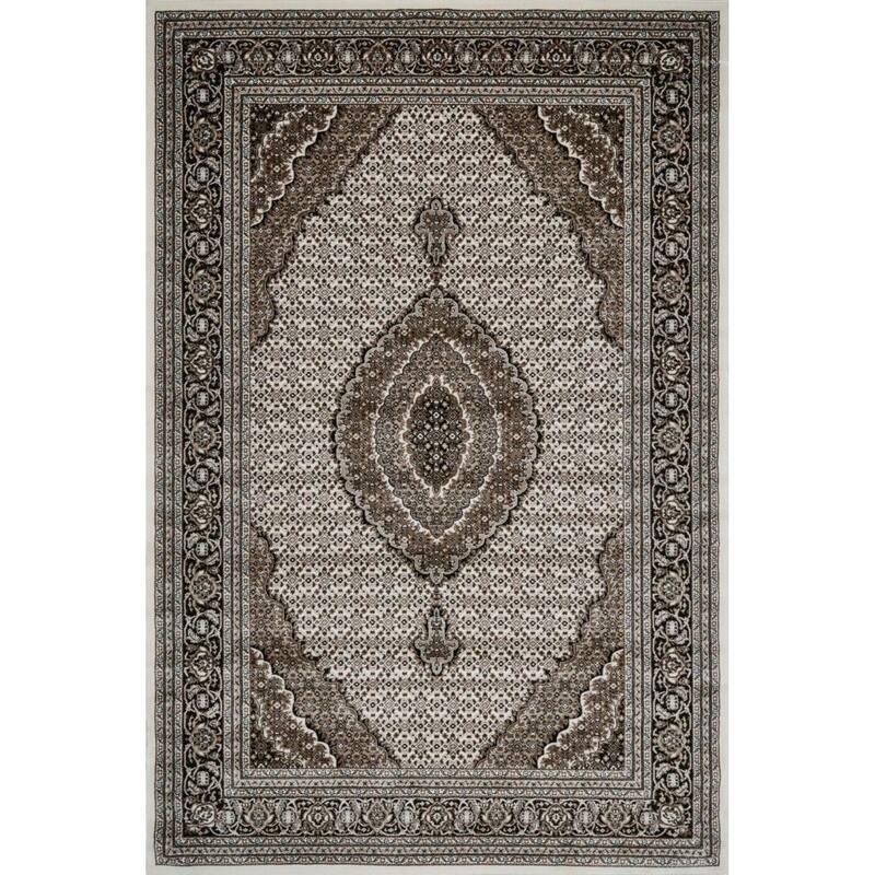 Master Collection Border Transitional Area Rug - Brown/Black - 5' x 8'