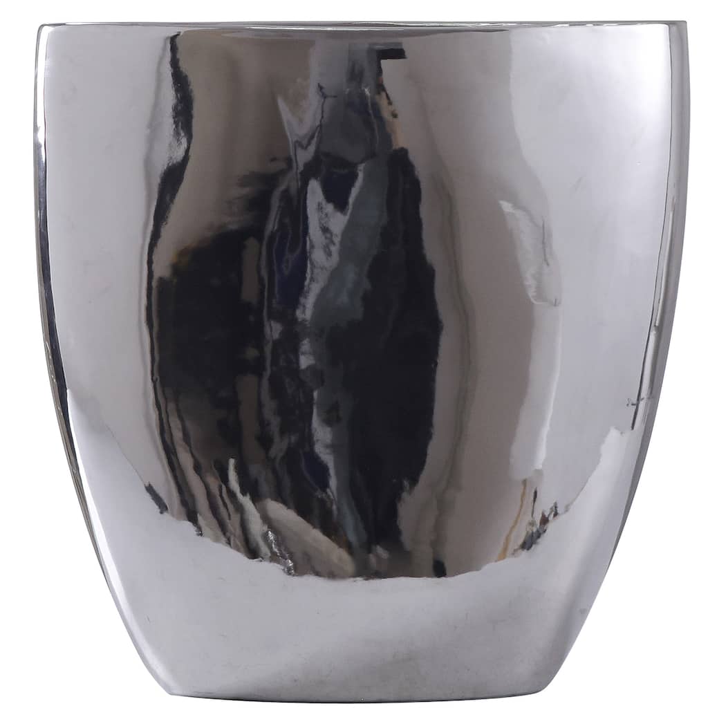 Harp & Finial Darius Shiny Silver Chrome Ceramics Vase