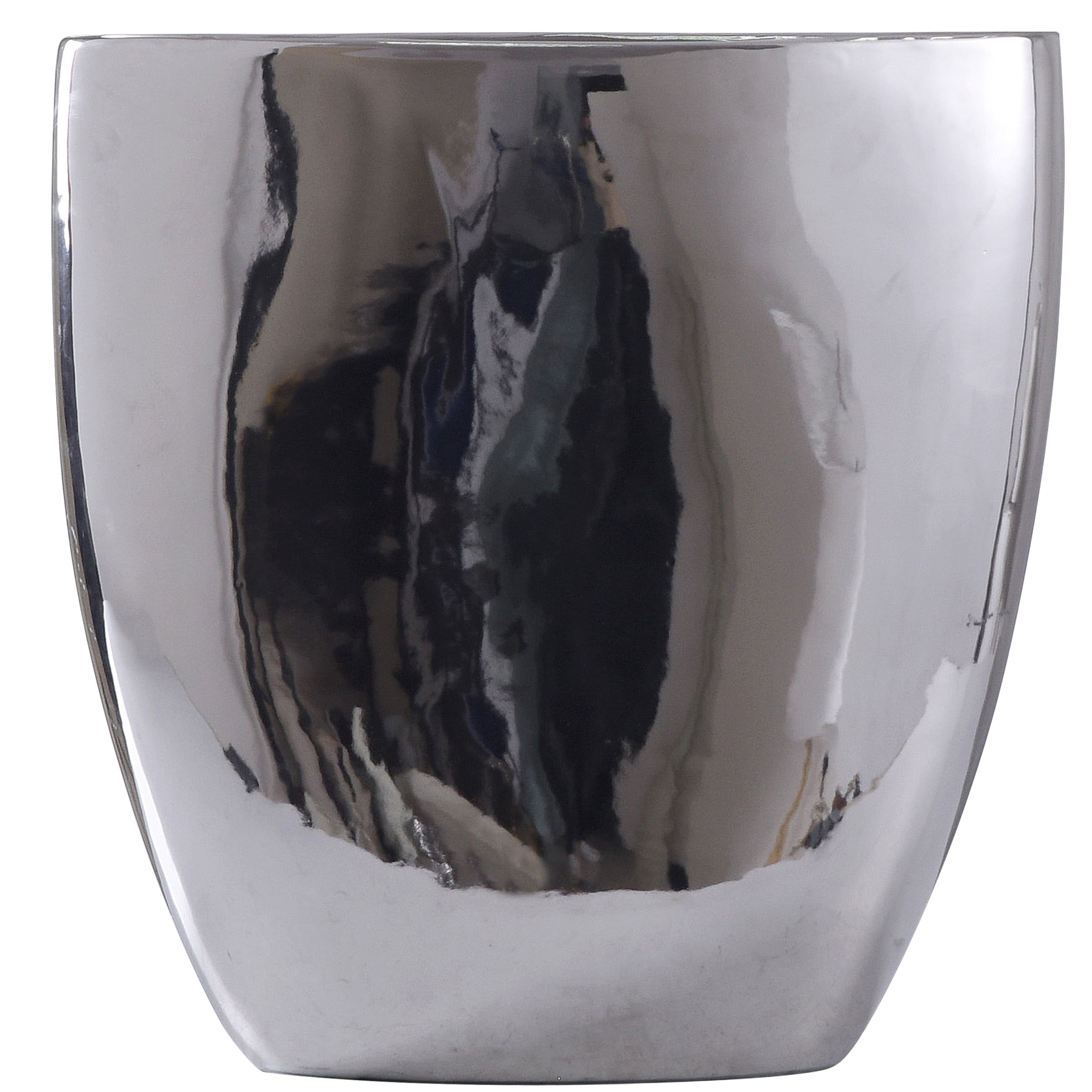 Harp & Finial Darius Shiny Silver Chrome Ceramics Vase