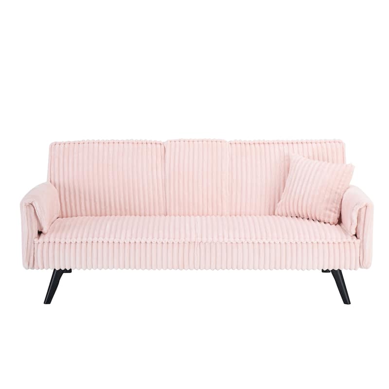 Corduroy Loveseat Sofa with 2 Cup Holder Lounge Couch, Adjustable Backrest Sleeper Sofa Bed for Living Room Recliner Sofa