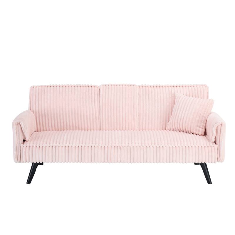 Stylish Loveseat 2 Seater Sofa Couch with Hidden Cup Holder, Pink Sleeper Sofa Couch with Metal Legs