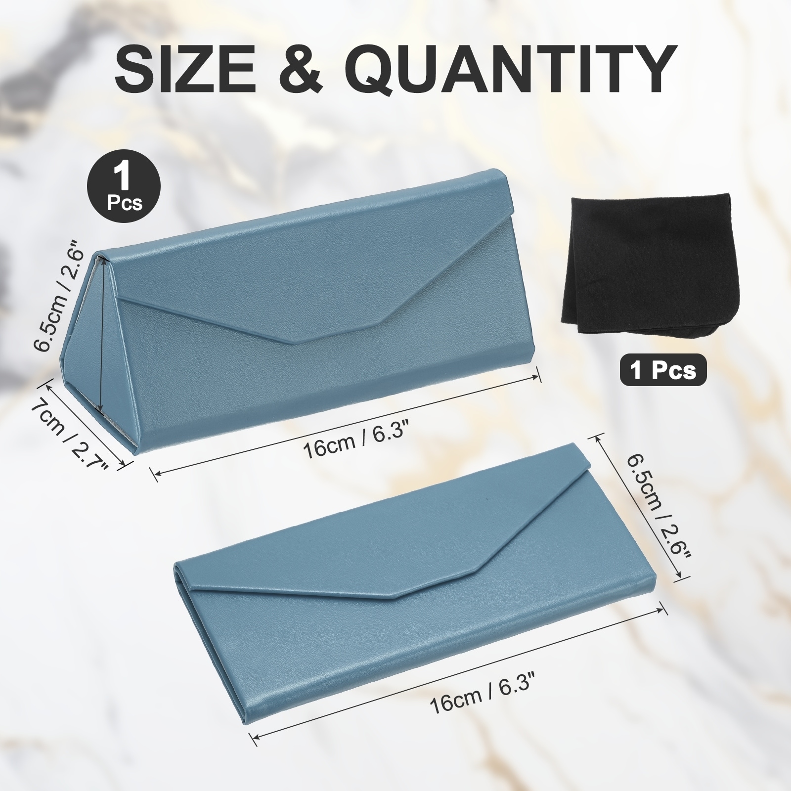Foldable Glasses Case, PU Leather Hard Eyeglass Case with Soft Cloth for Women Man