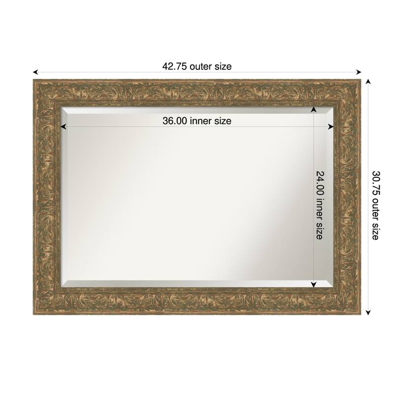 Luxe Beveled Framed Bathroom Vanity Wall Mirror - 43 x 31 in - Luxe Bronze Gold