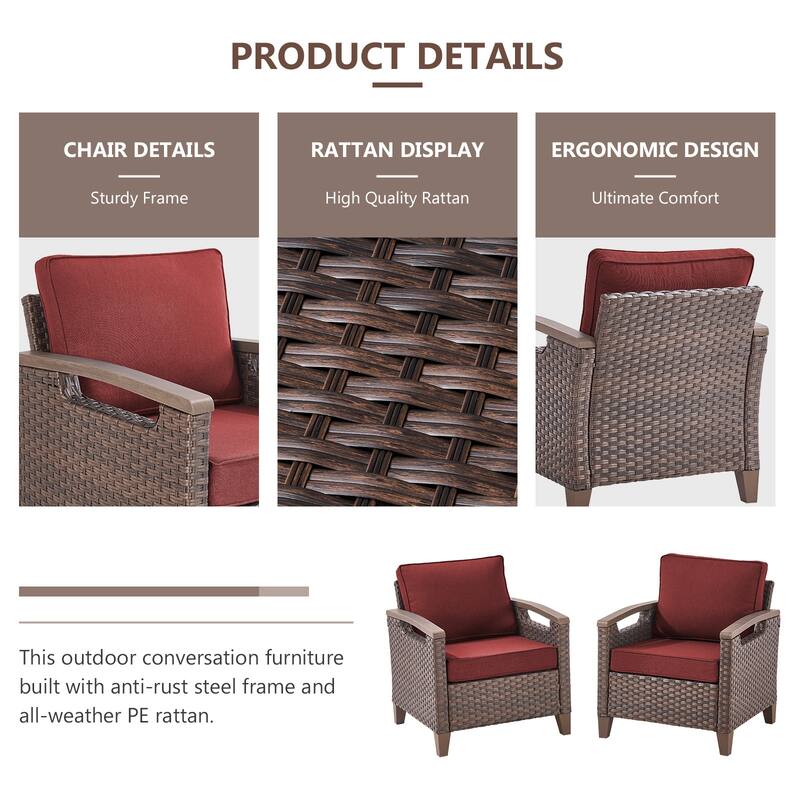 Gymojoy Wicker Patio Chairs Set of Two with Olefin Cushions Water-Resistant