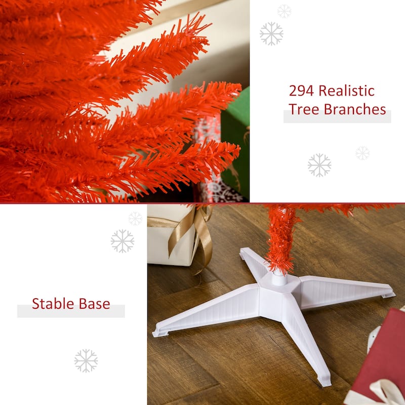 HOMCOM 5' Artificial Pencil Christmas Tree, Slim Xmas Tree with 294 Realistic Branch Tips and Plastic Stand, Blue - 4.91 ft